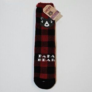 NEW Muk Luk-Ees Men's Thermal Socks Papa Bear Red Black Buffalo Plaid OS 8-13